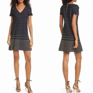 Ted Baker Navy Maciiey Stitch Detail Knit Short Sleeve Sweater Dress